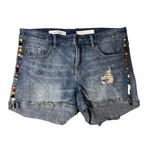 Anthropologie Blue Jean Shorts with Colorful Accents